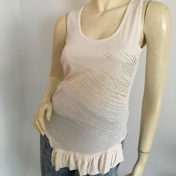 Magaschoni Collection scoop neck beaded asymmetrical tank top - Picture 3 of 8